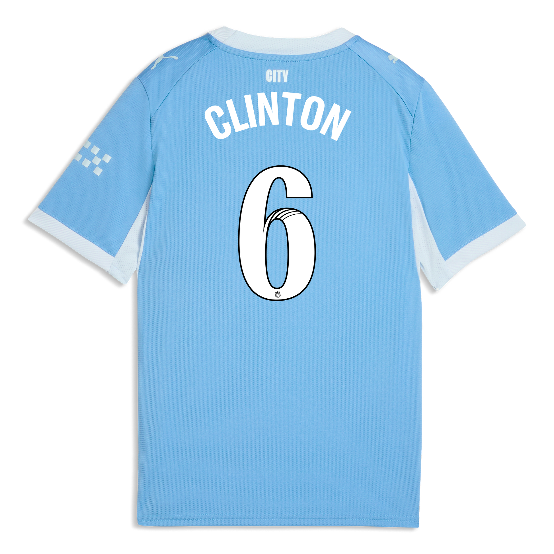 Kids' Manchester City Home Jersey 2026/27 With CLINTON 6 Printing