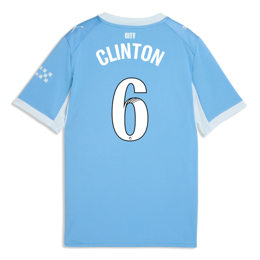 Kids' Manchester City Home Jersey 2026/27 With CLINTON 6 Printing