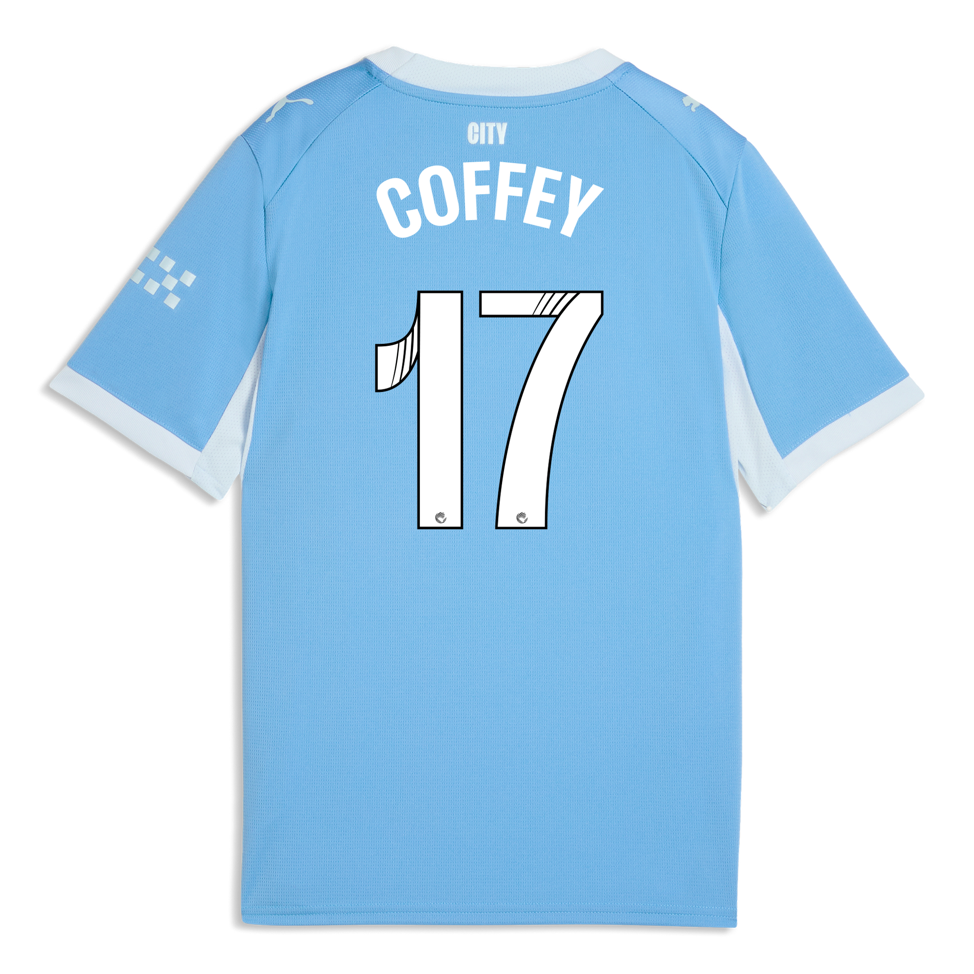 Kids' Manchester City Home Jersey 2026/27 With COFFEY 17 Printing