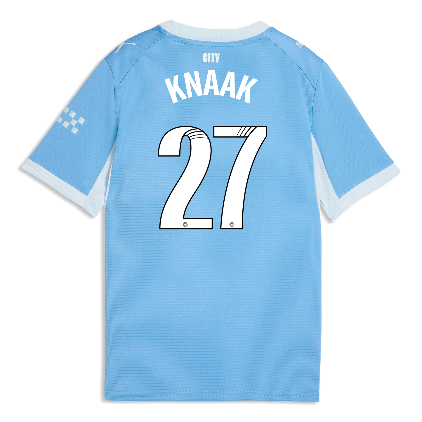 Kids' Manchester City Home Jersey 2026/27 With KNAAK 27 Printing