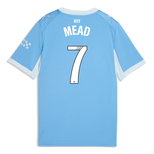 Kids' Manchester City Home Jersey 2026/27 With MEAD 7 Printing