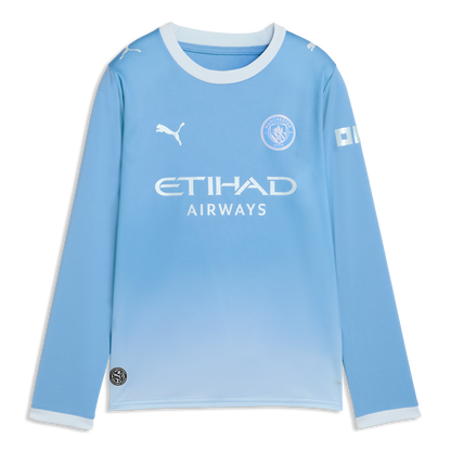 Kids' Manchester City Home Jersey 2026/27 Long Sleeve With KEROLIN 14 Printing