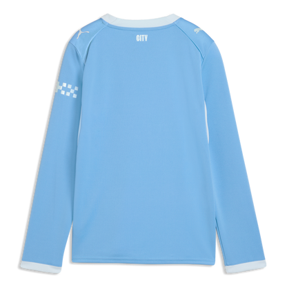 Kids' Manchester City Home Jersey 2026/27 Long Sleeve With CLINTON 6 Printing