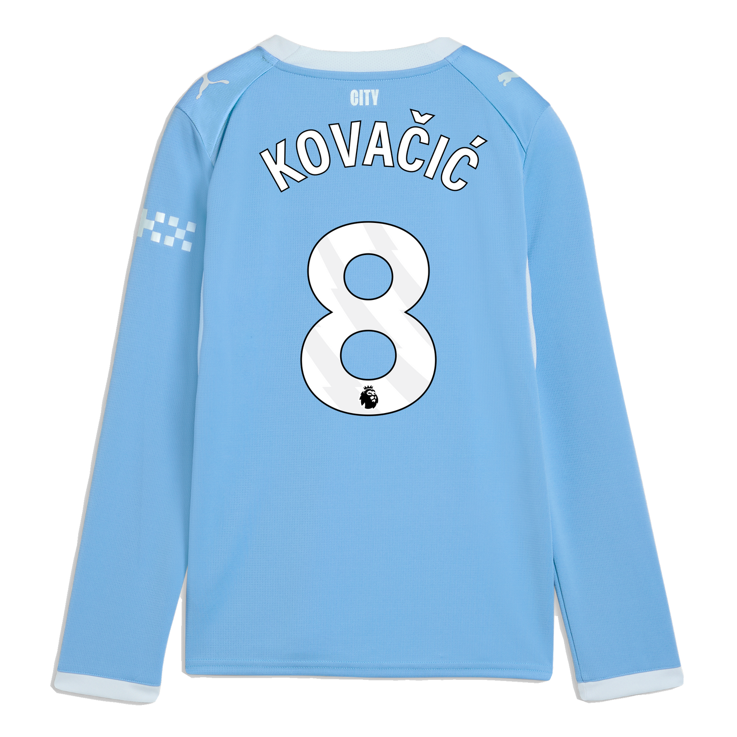 Kids' Manchester City Home Jersey 2026/27 Long Sleeve With KOVAČIĆ 8 Printing - Team Light Blue-Icy Blue