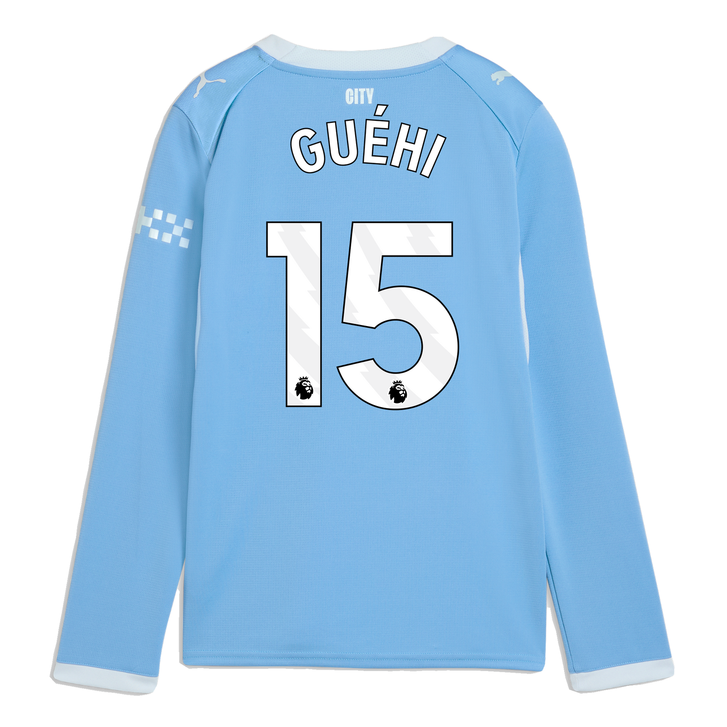 Kids' Manchester City Home Jersey 2026/27 Long Sleeve With GUÉHI 15 Printing - Team Light Blue-Icy Blue