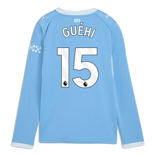 Kids' Manchester City Home Jersey 2026/27 Long Sleeve With GUÉHI 15 Printing - Team Light Blue-Icy Blue