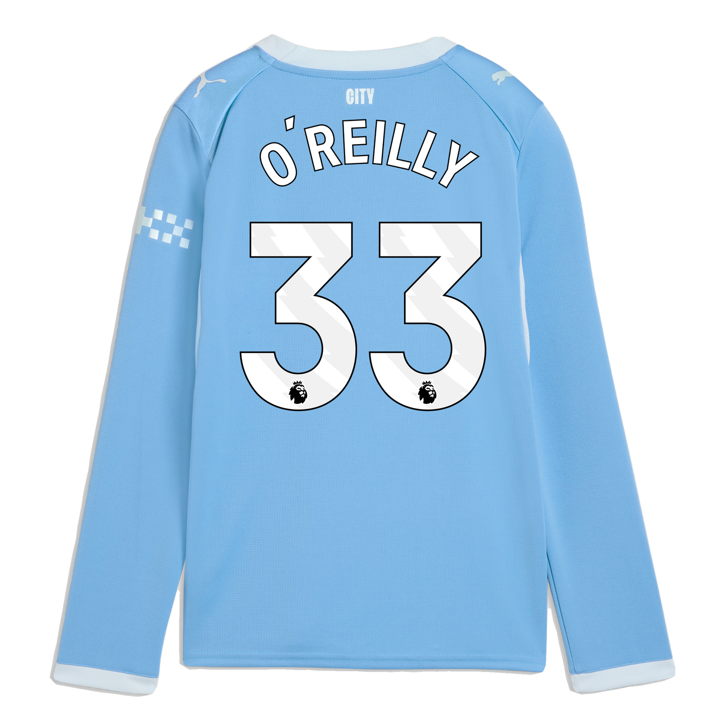 Kids' Manchester City Home Jersey 2026/27 Long Sleeve With O'REILLY 33 Printing - Team Light Blue-Icy Blue