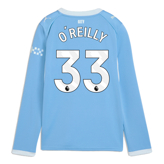 Kids' Manchester City Home Jersey 2026/27 Long Sleeve With O'REILLY 33 Printing - Team Light Blue-Icy Blue