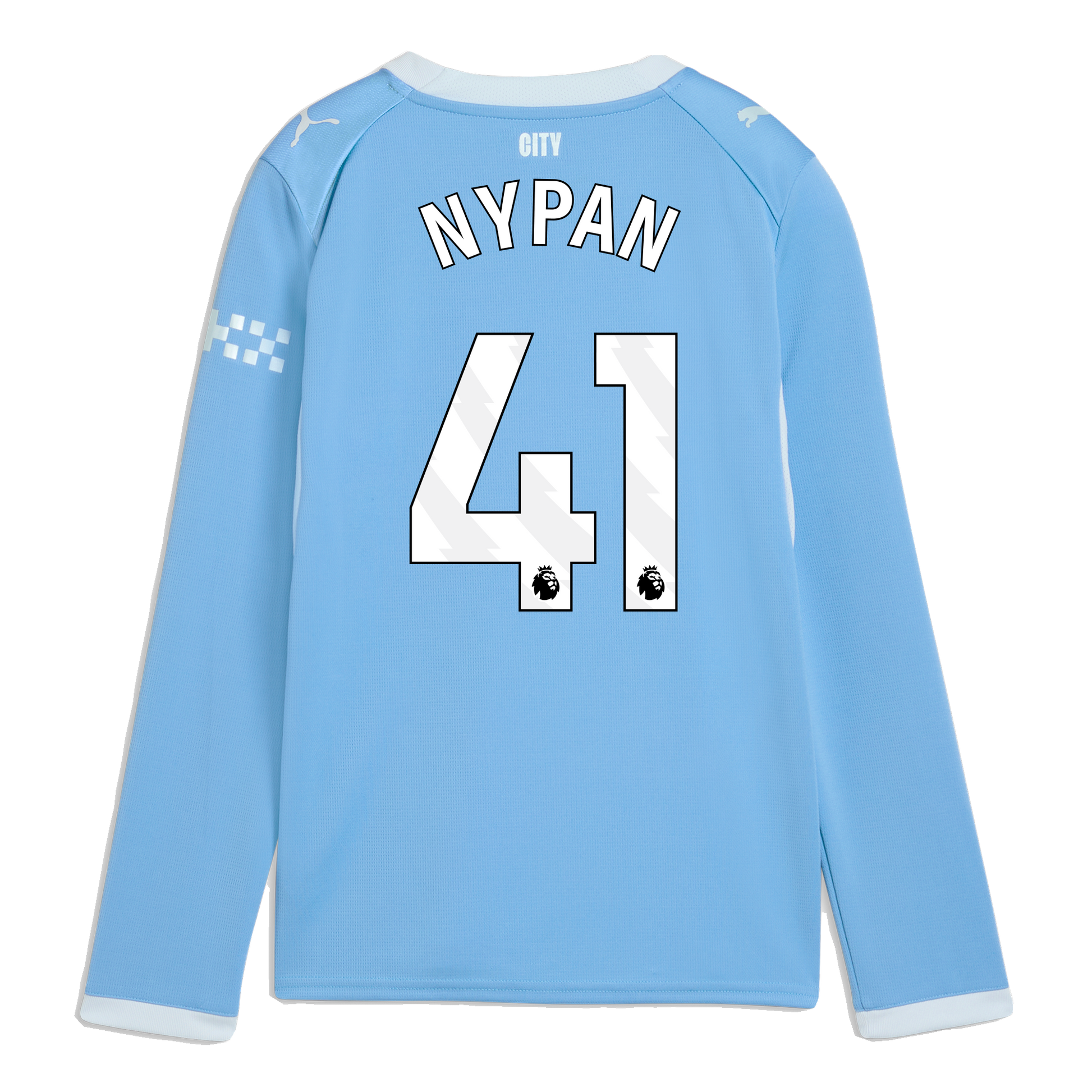 Kids' Manchester City Home Jersey 2026/27 Long Sleeve With NYPAN 41 Printing - Team Light Blue-Icy Blue