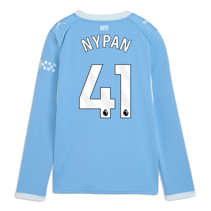 Kids' Manchester City Home Jersey 2026/27 Long Sleeve With NYPAN 41 Printing - Team Light Blue-Icy Blue