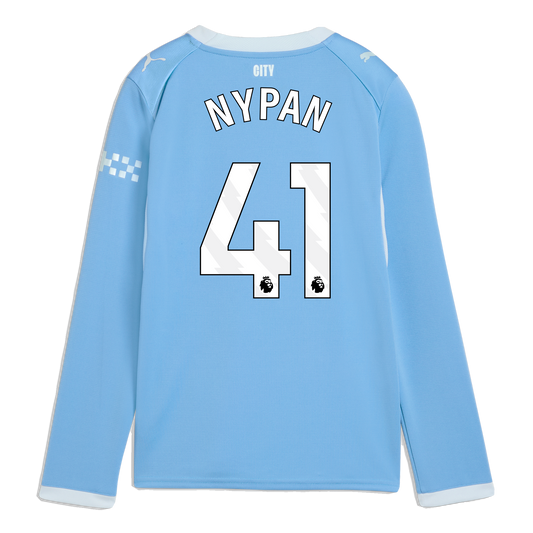 Kids' Manchester City Home Jersey 2026/27 Long Sleeve With NYPAN 41 Printing - Team Light Blue-Icy Blue