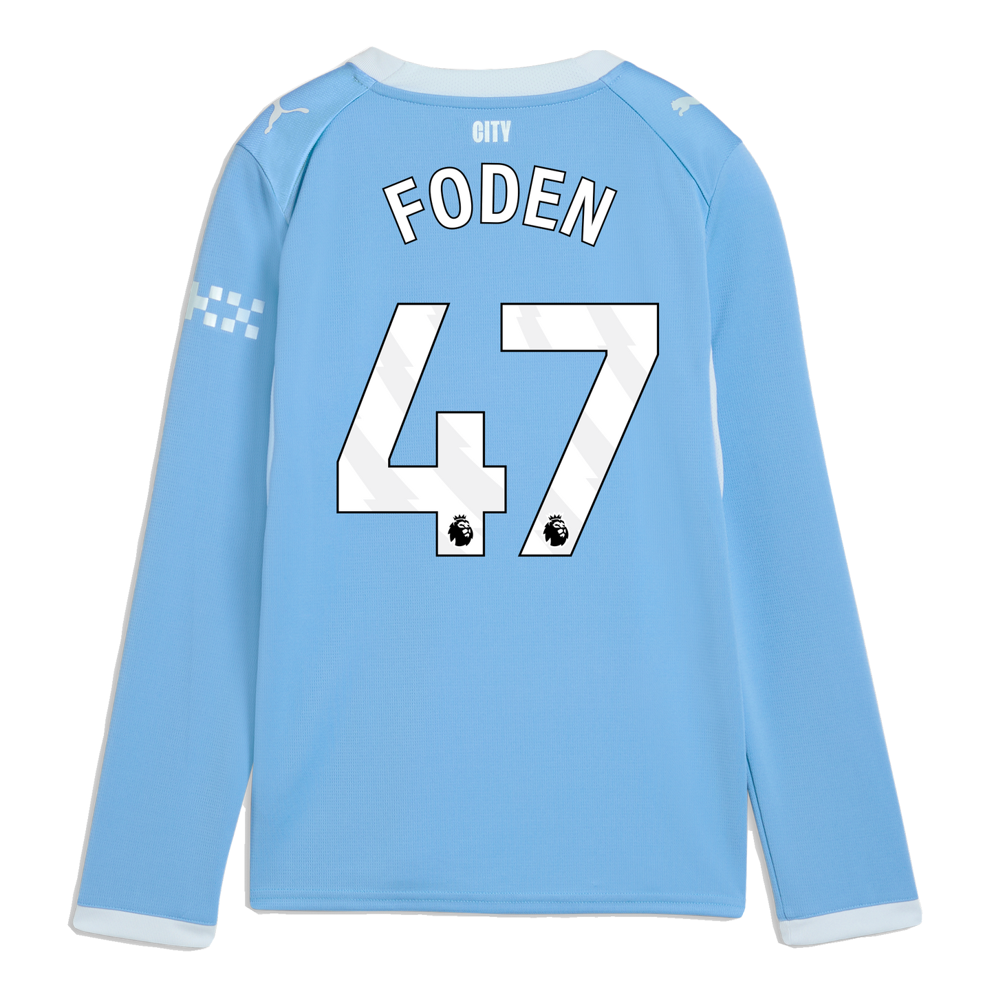 Kids' Manchester City Home Jersey 2026/27 Long Sleeve With FODEN 47 Printing - Team Light Blue-Icy Blue