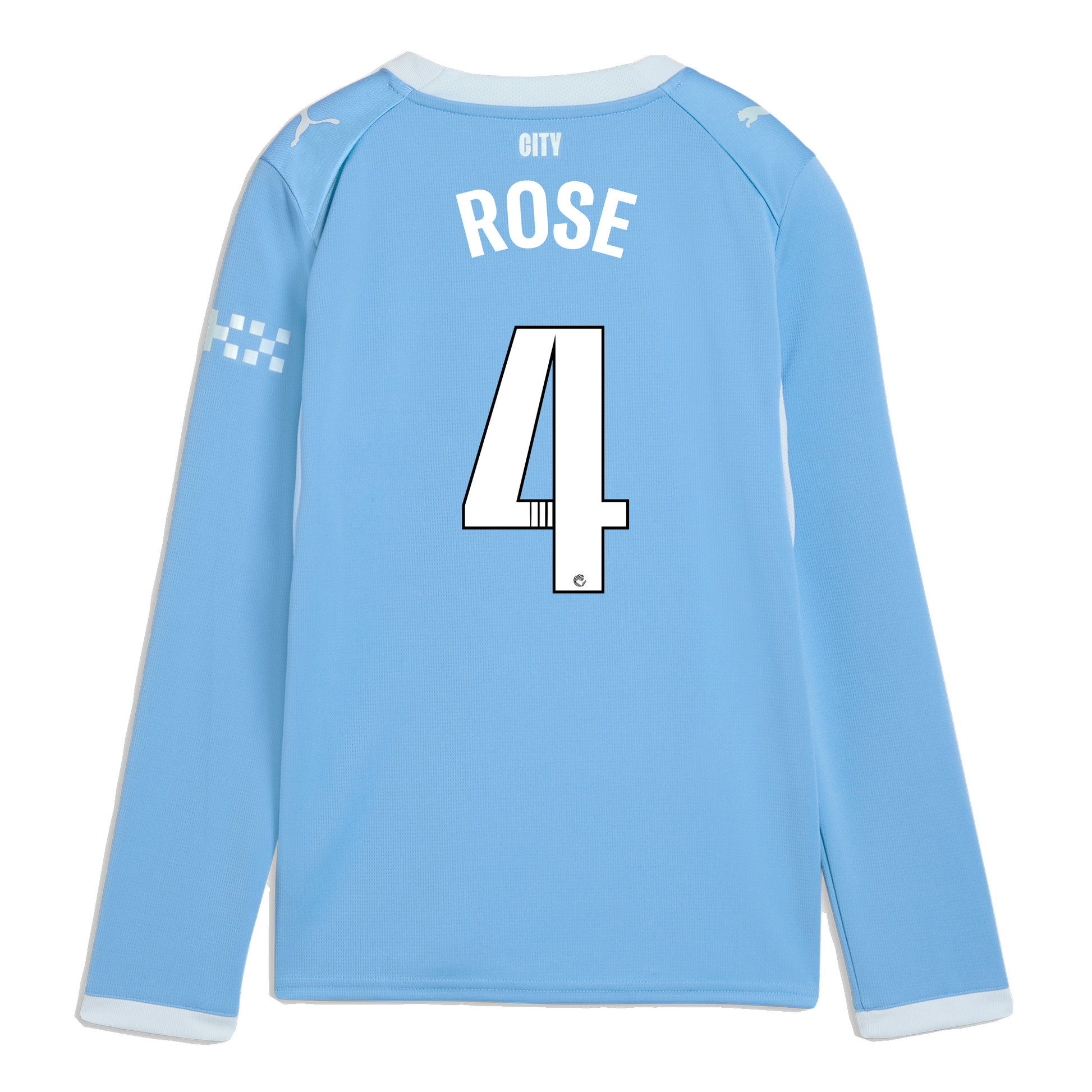 Kids' Manchester City Home Jersey 2026/27 Long Sleeve With ROSE 4 Printing