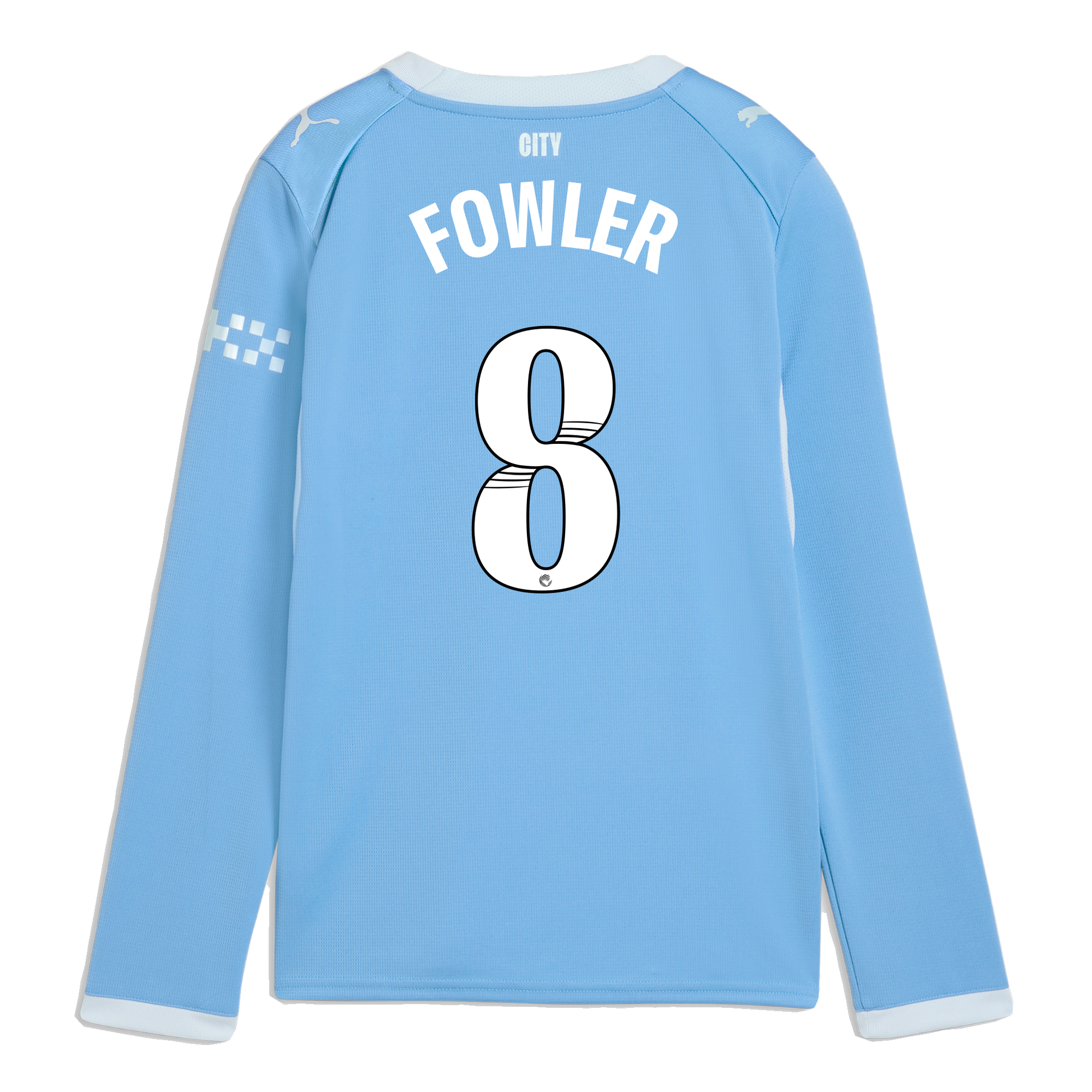 Kids' Manchester City Home Jersey 2026/27 Long Sleeve With FOWLER 8 Printing