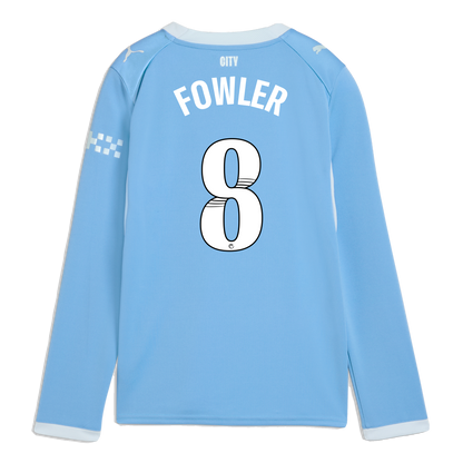 Kids' Manchester City Home Jersey 2026/27 Long Sleeve With FOWLER 8 Printing