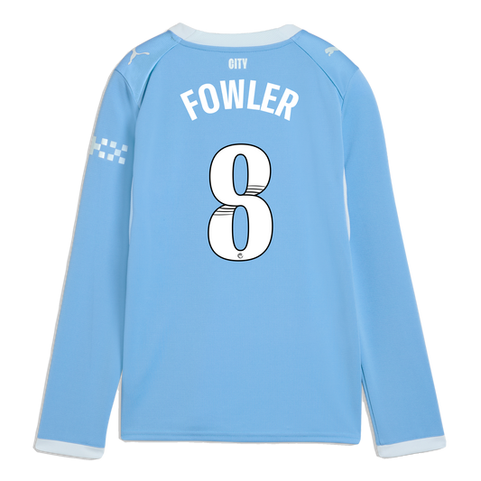 Kids' Manchester City Home Jersey 2026/27 Long Sleeve With FOWLER 8 Printing