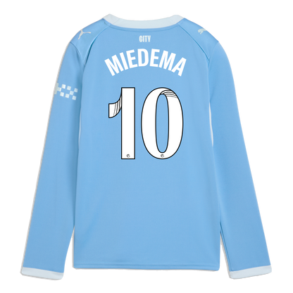 Kids' Manchester City Home Jersey 2026/27 Long Sleeve With MIEDEMA 10 Printing