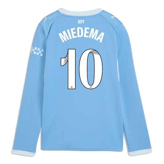 Kids' Manchester City Home Jersey 2026/27 Long Sleeve With MIEDEMA 10 Printing