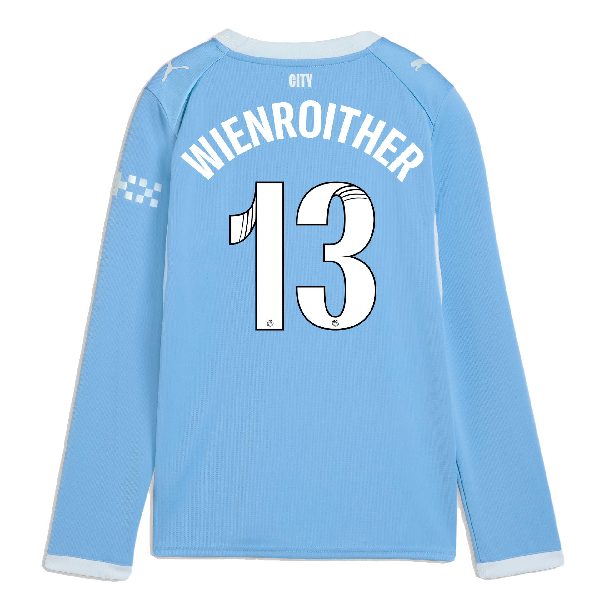 Kids' Manchester City Home Jersey 2026/27 Long Sleeve With WIENROITHER 13 Printing