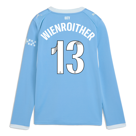 Kids' Manchester City Home Jersey 2026/27 Long Sleeve With WIENROITHER 13 Printing