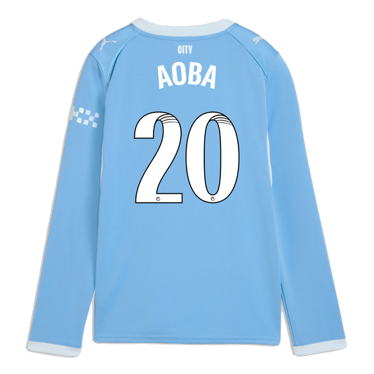 Kids' Manchester City Home Jersey 2026/27 Long Sleeve With AOBA 20 Printing