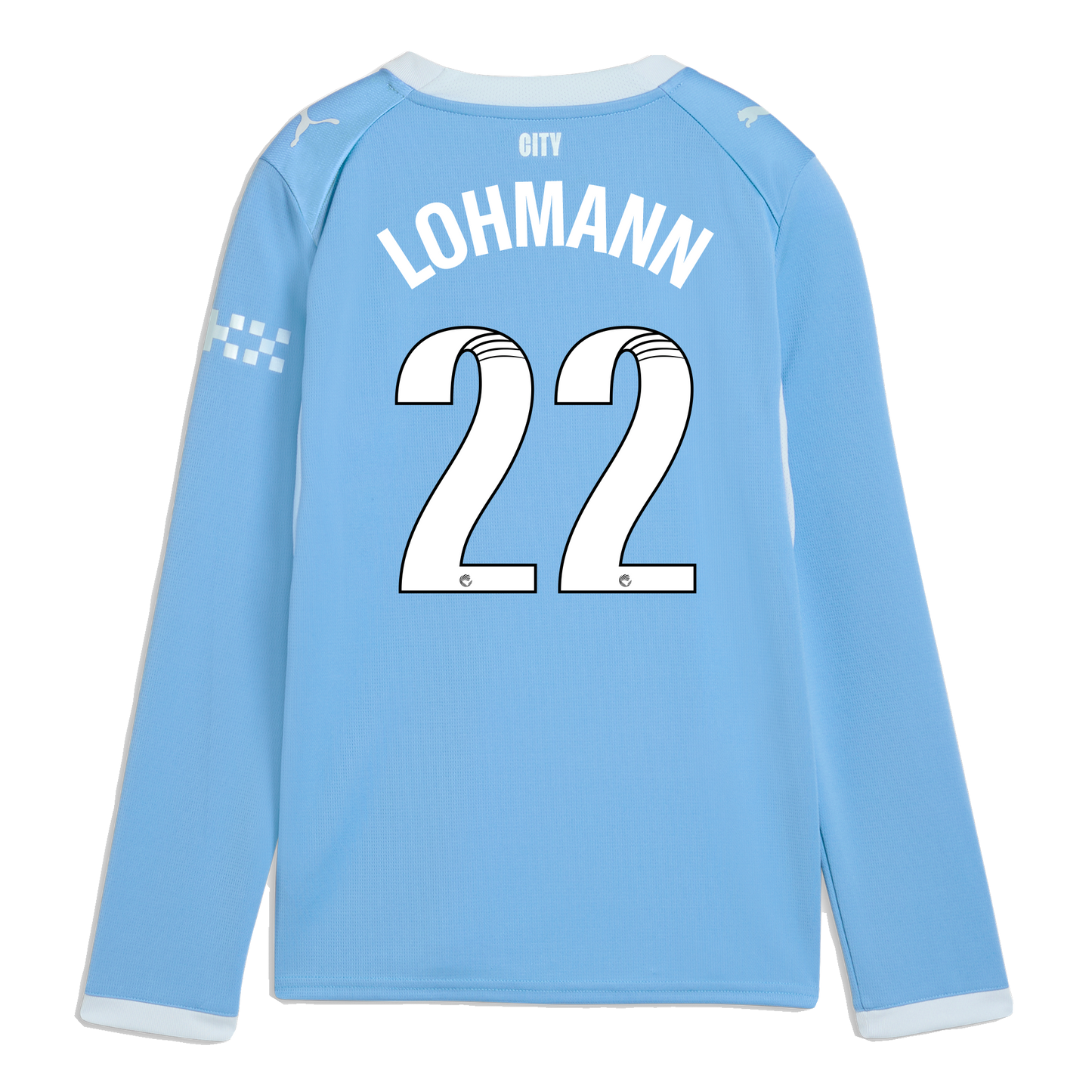Kids' Manchester City Home Jersey 2026/27 Long Sleeve With LOHMANN 22 Printing