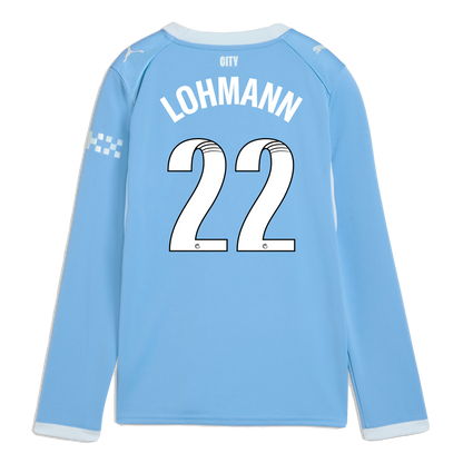 Kids' Manchester City Home Jersey 2026/27 Long Sleeve With LOHMANN 22 Printing