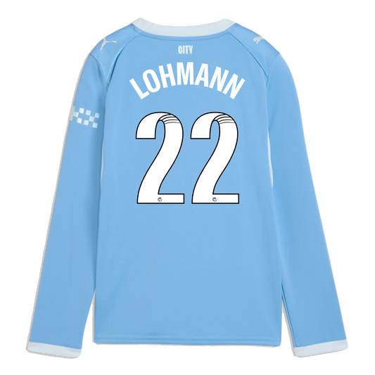 Kids' Manchester City Home Jersey 2026/27 Long Sleeve With LOHMANN 22 Printing