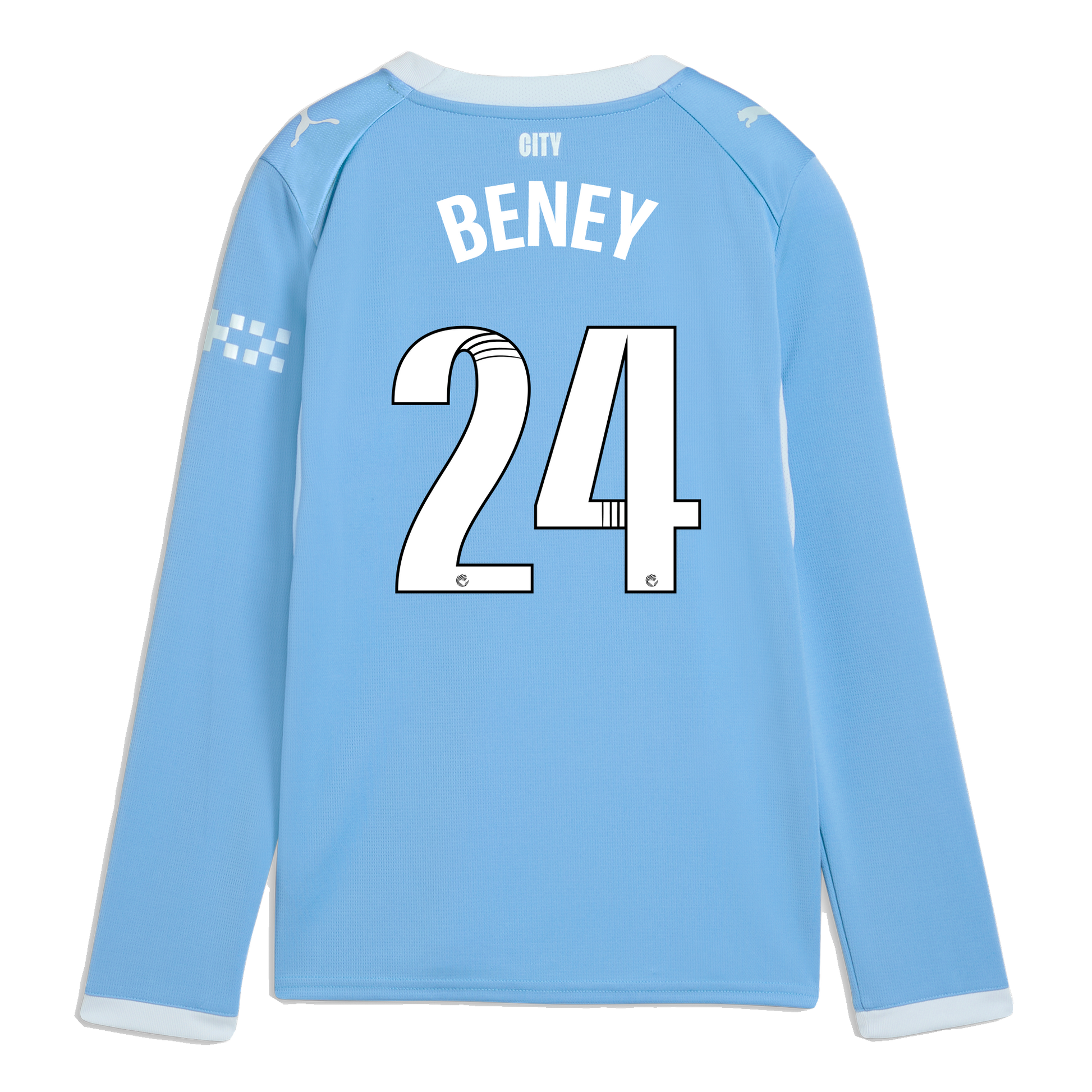 Kids' Manchester City Home Jersey 2026/27 Long Sleeve With BENEY 24 Printing