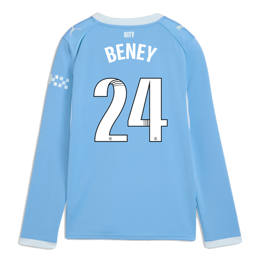 Kids' Manchester City Home Jersey 2026/27 Long Sleeve With BENEY 24 Printing