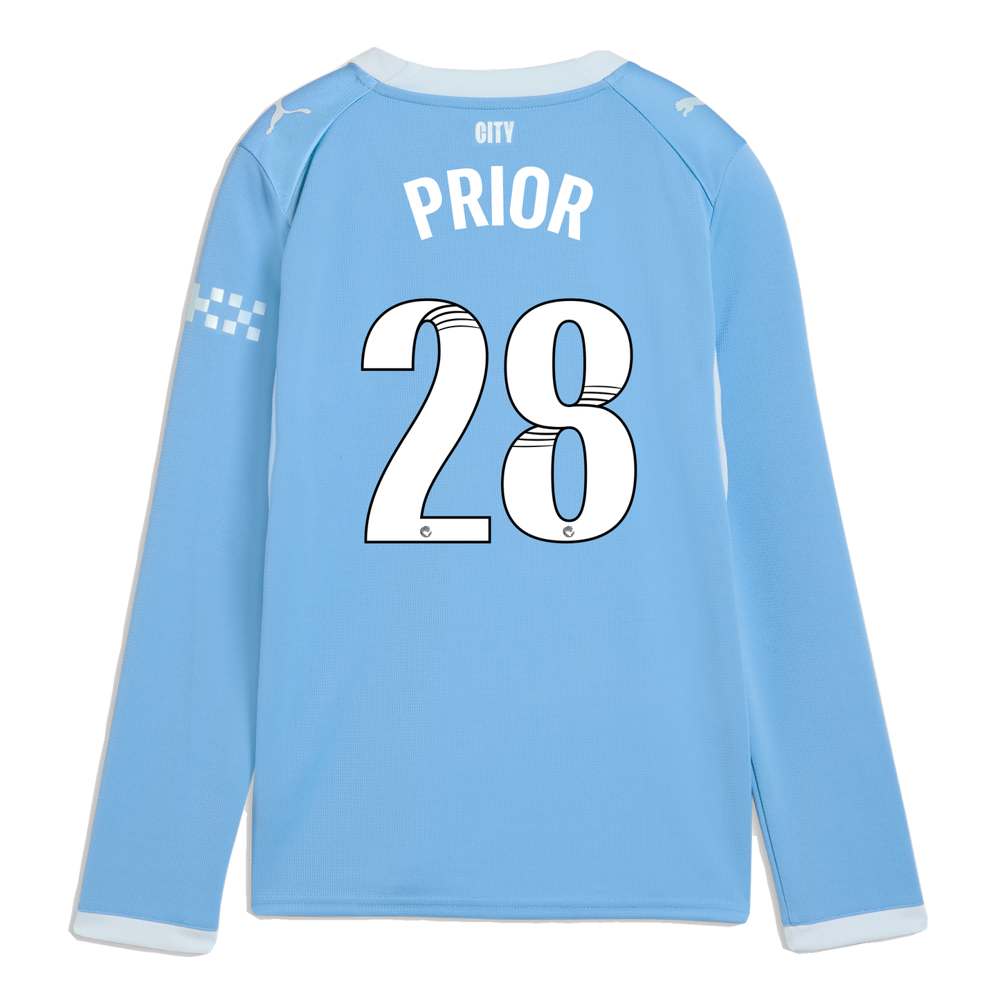 Kids' Manchester City Home Jersey 2026/27 Long Sleeve With PRIOR 28 Printing