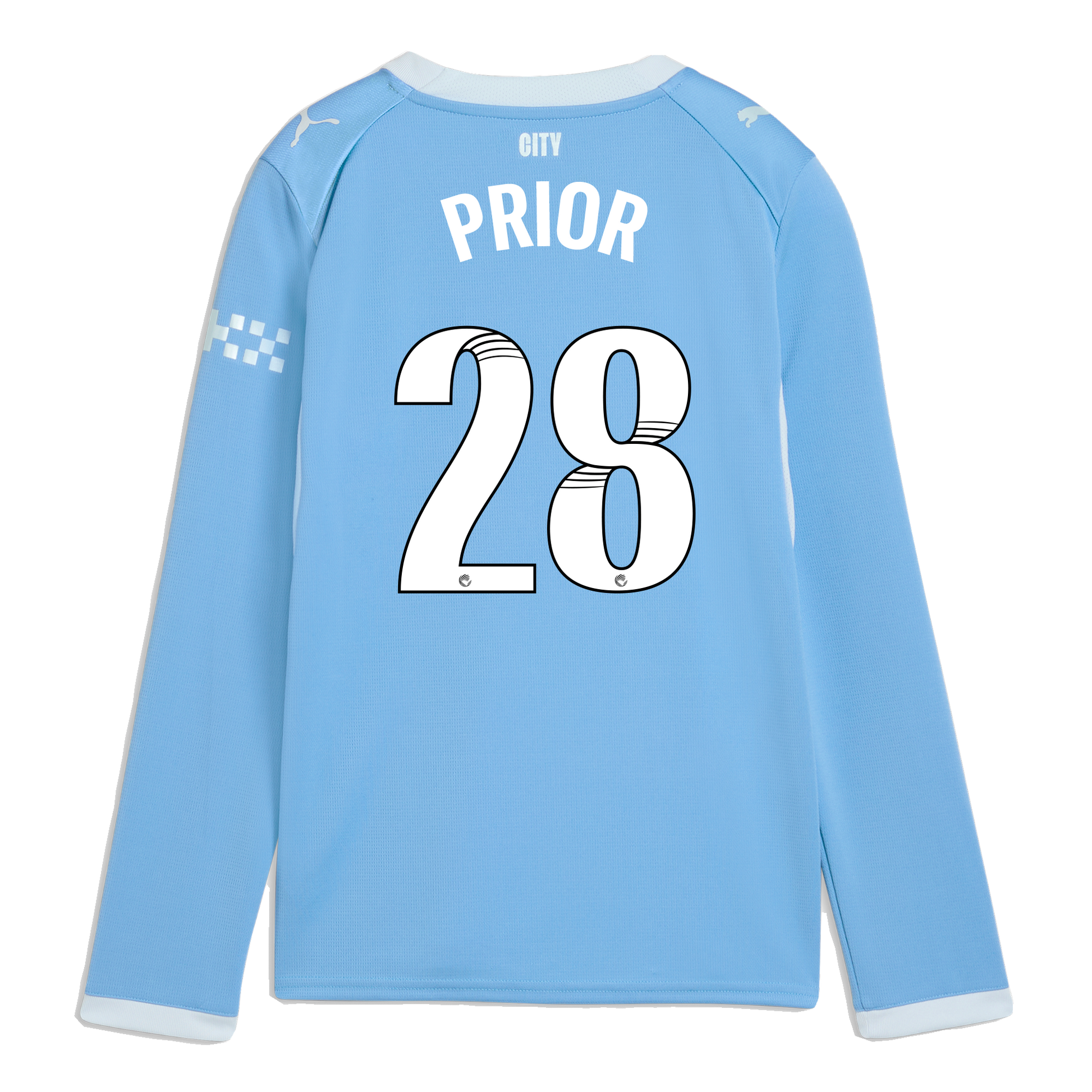 Kids' Manchester City Home Jersey 2026/27 Long Sleeve With PRIOR 28 Printing