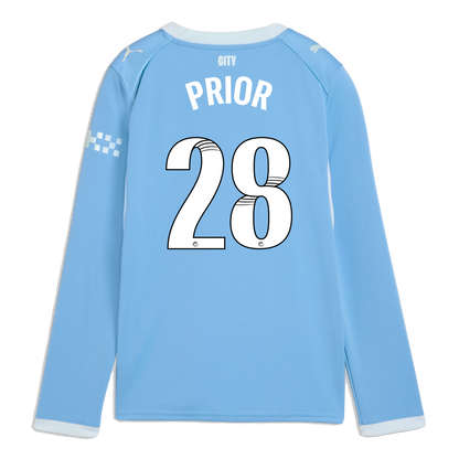 Kids' Manchester City Home Jersey 2026/27 Long Sleeve With PRIOR 28 Printing
