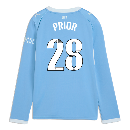 Kids' Manchester City Home Jersey 2026/27 Long Sleeve With PRIOR 28 Printing