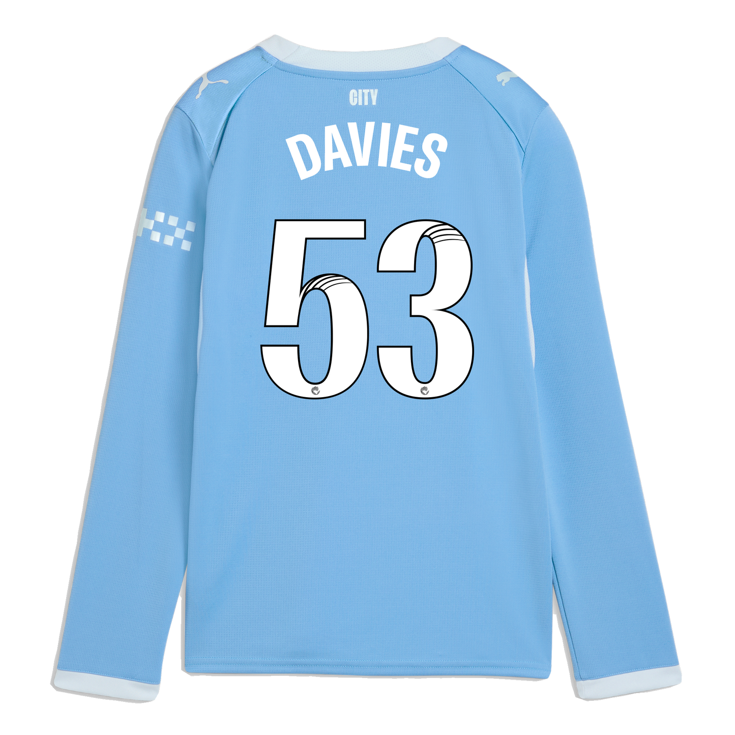 Kids' Manchester City Home Jersey 2026/27 Long Sleeve With DAVIES 53 Printing