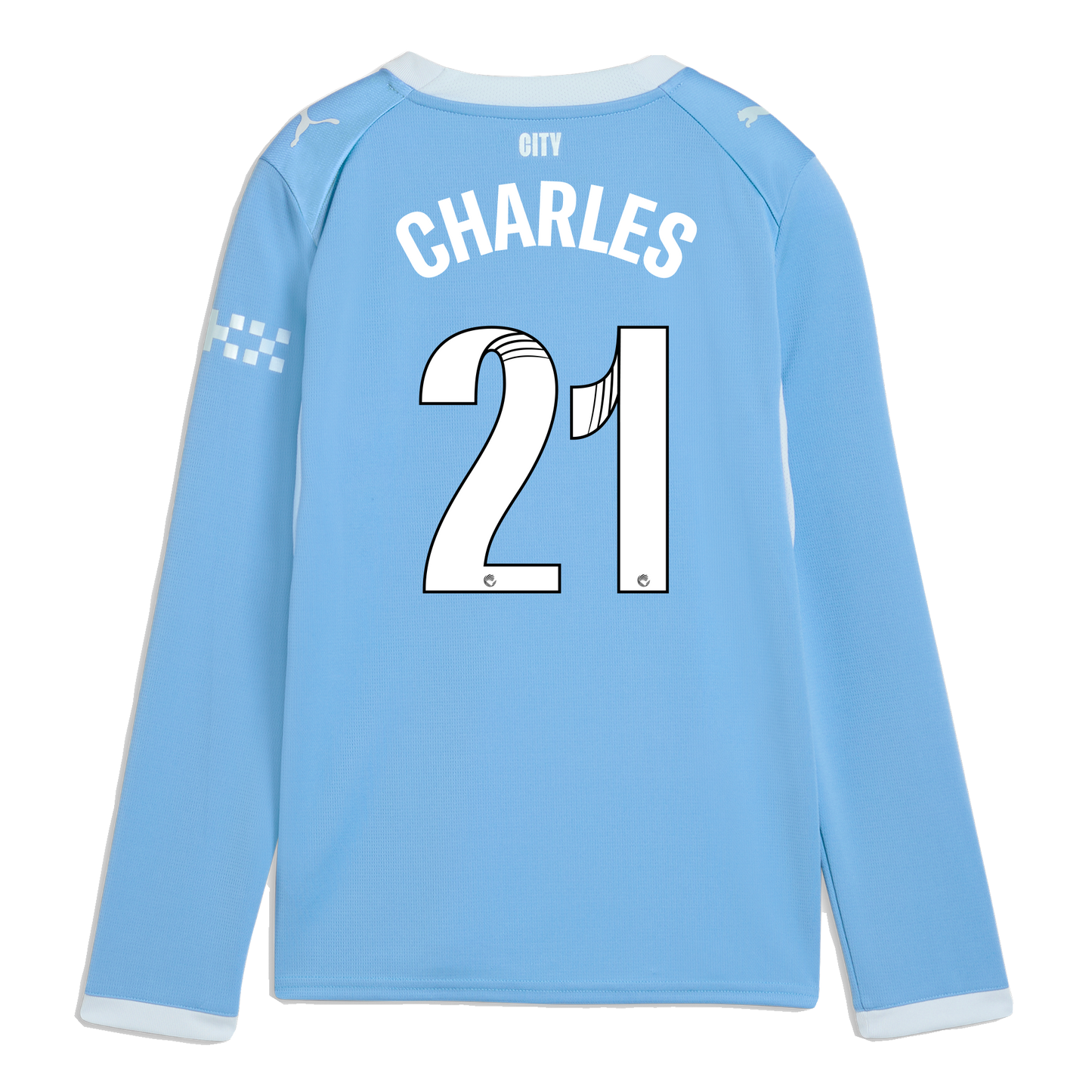 Kids' Manchester City Home Jersey 2026/27 Long Sleeve With CHARLES 21 Printing
