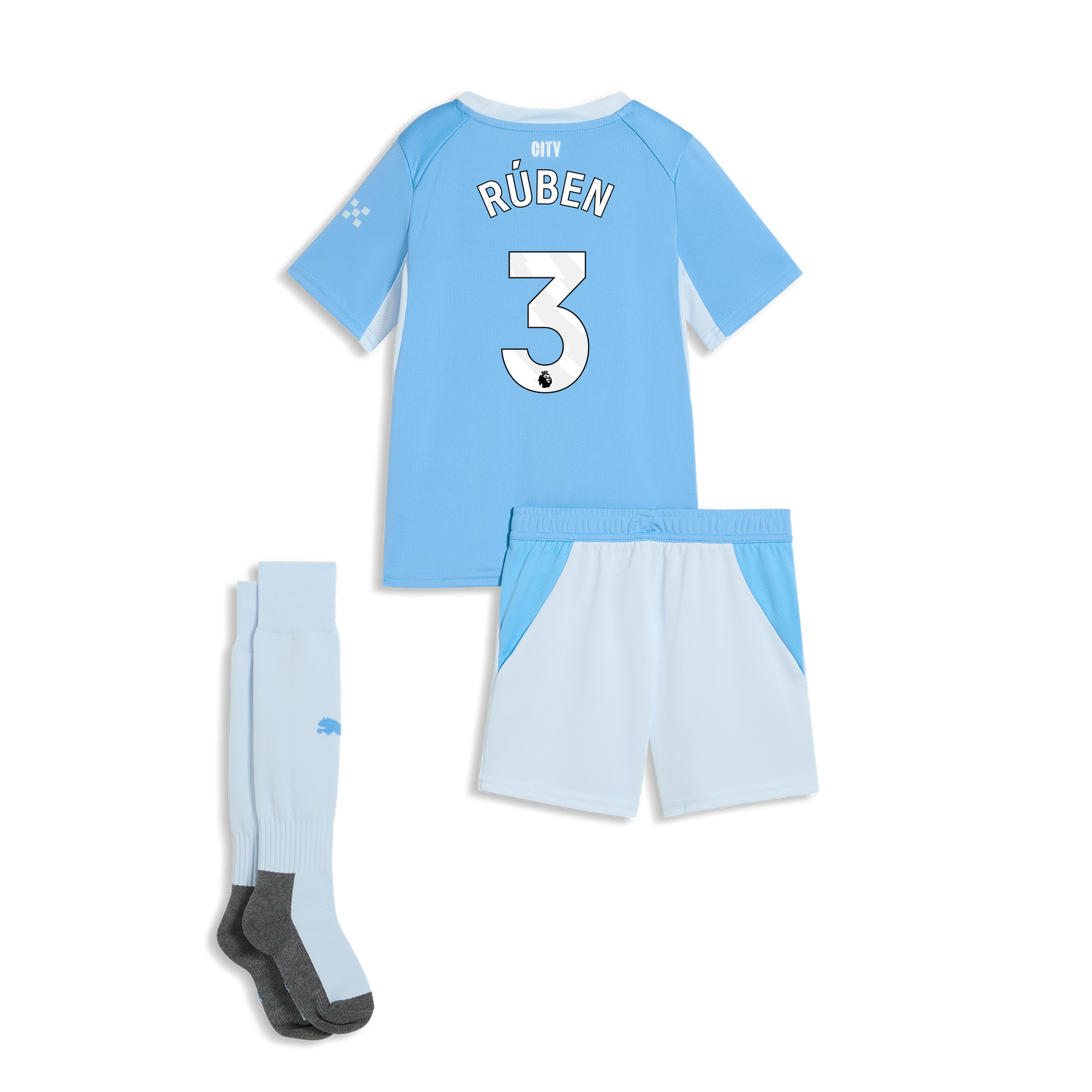 Kids' Manchester City Home MINI KIT 2026/27 With RÚBEN 3 Printing
