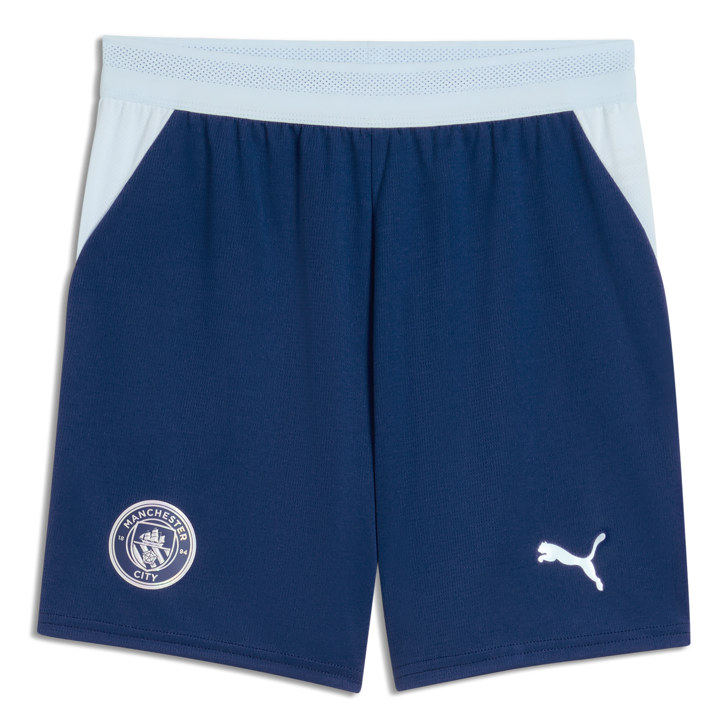 Kids' Manchester City Football Shorts 2026/27 With #24 - Blue Jewel-Icy Blue