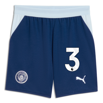 Kids' Manchester City Football Shorts 2026/27 With #3 - Blue Jewel-Icy Blue