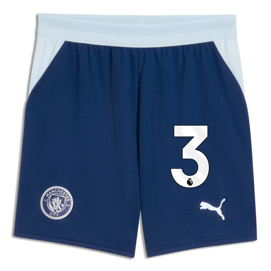 Kids' Manchester City Football Shorts 2026/27 With #3 - Blue Jewel-Icy Blue