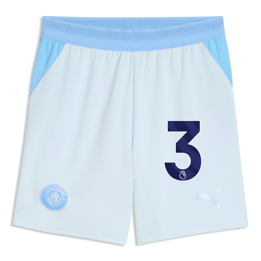 Kids' Manchester City Football Shorts 2026/27 With #3 - Icy Blue-Team Light Blue