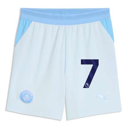Kids' Manchester City Football Shorts 2026/27 With #7 - Icy Blue-Team Light Blue