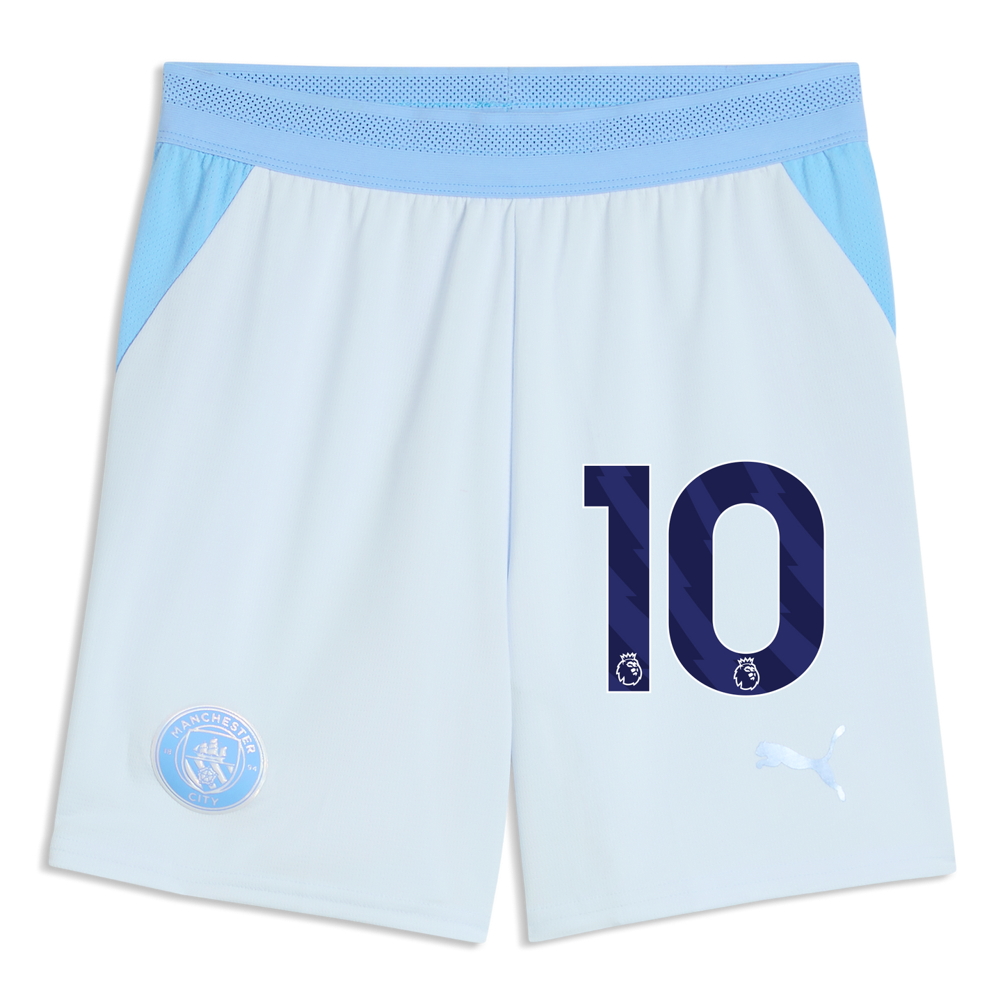 Kids' Manchester City Football Shorts 2026/27 With #10 - Icy Blue-Team Light Blue