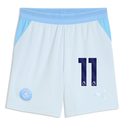 Kids' Manchester City Football Shorts 2026/27 With #11 - Icy Blue-Team Light Blue