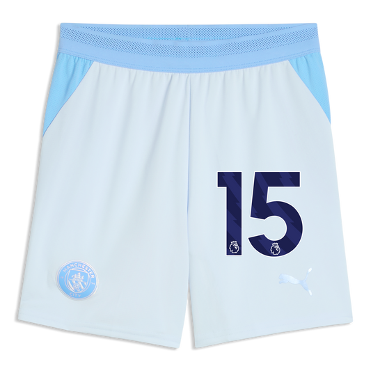 Kids' Manchester City Football Shorts 2026/27 With #15 - Icy Blue-Team Light Blue