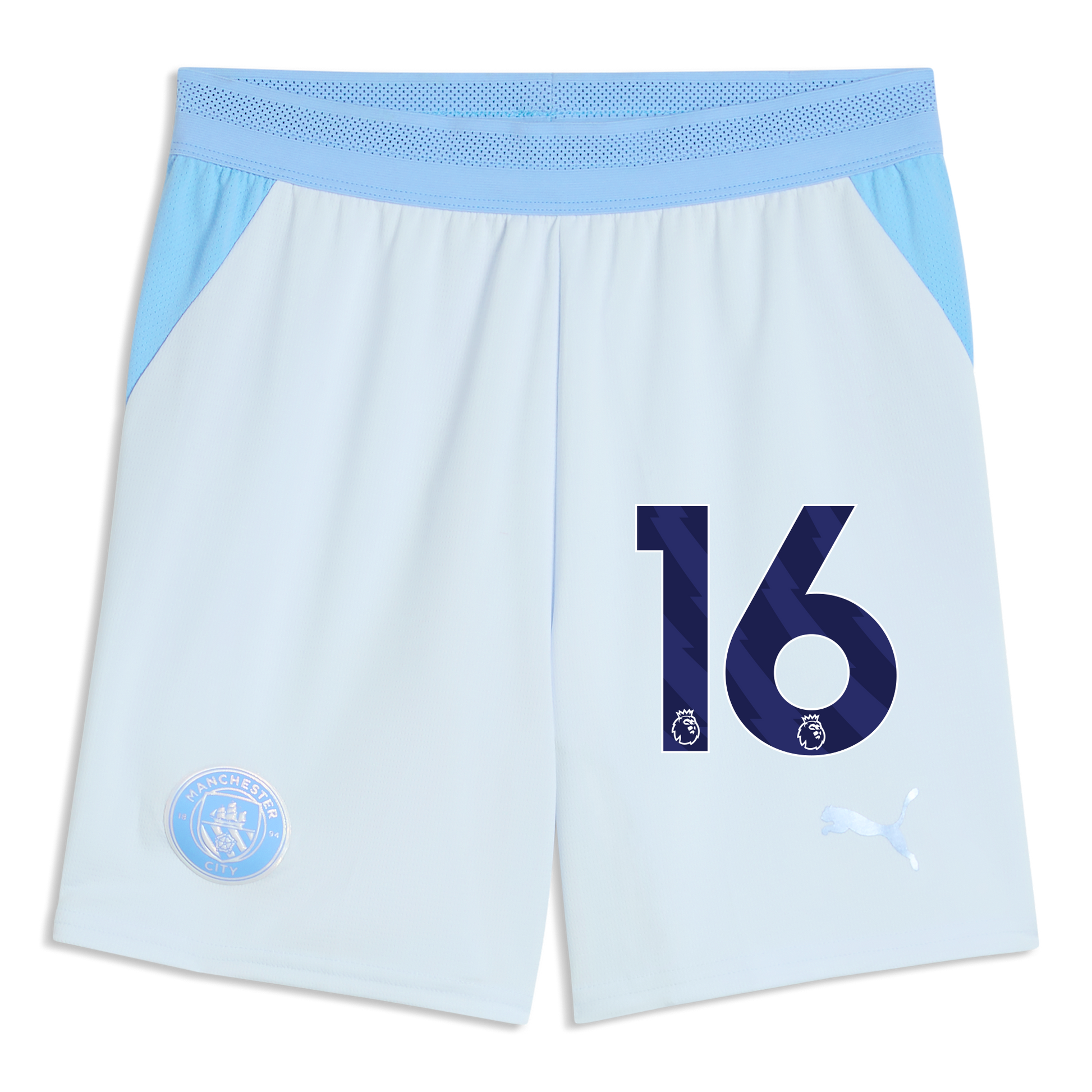 Kids' Manchester City Football Shorts 2026/27 With #16 - Icy Blue-Team Light Blue