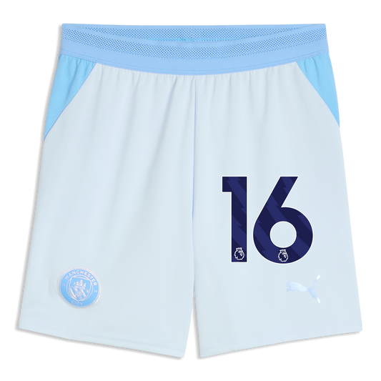 Kids' Manchester City Football Shorts 2026/27 With #16 - Icy Blue-Team Light Blue