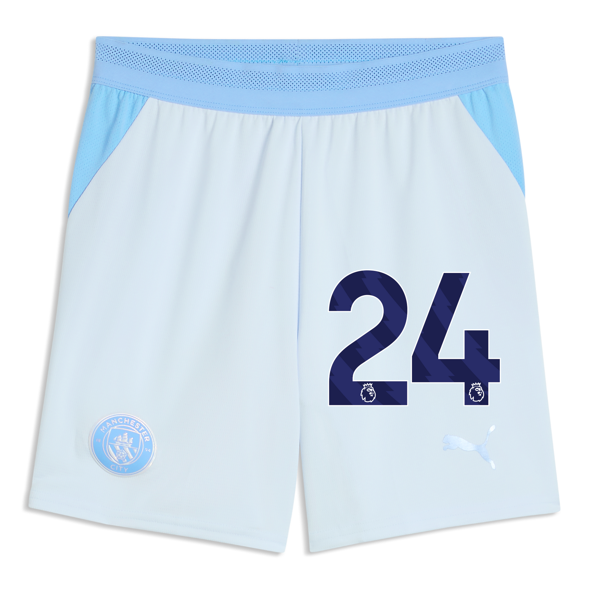 Kids' Manchester City Football Shorts 2026/27 With #24 - Icy Blue-Team Light Blue