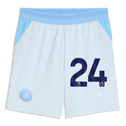 Kids' Manchester City Football Shorts 2026/27 With #24 - Icy Blue-Team Light Blue