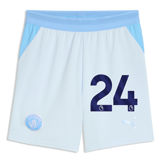 Kids' Manchester City Football Shorts 2026/27 With #24 - Icy Blue-Team Light Blue